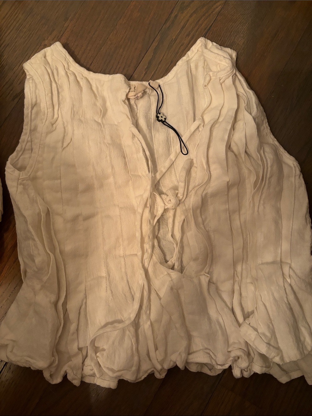 Light Cream Sleeveless Ruffled Women's Top